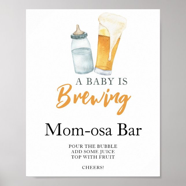 Poster Chá de bebê da mamãe está preparando cerveja bar M (Frente)