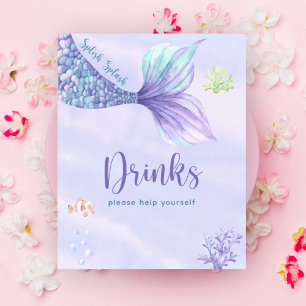 Poster Chá de bebê da Sereia sob o Mar Drinks
