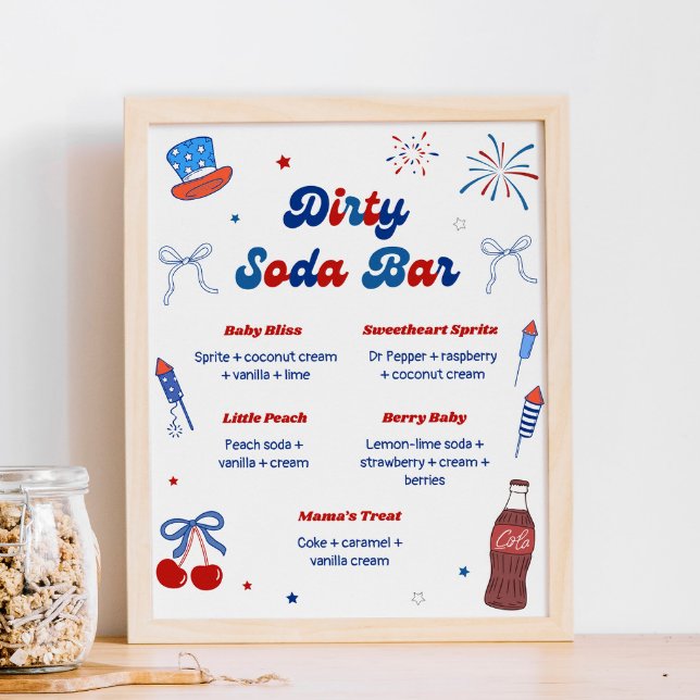 Poster Chá de Bebê de 4 de Julho com Bar de Refrigerante  (Criador carregado)