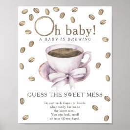 Poster Chá de bebê de café Adivinhe a bagunça doce