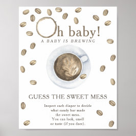 Poster Chá de bebê de café Adivinhe a bagunça doce