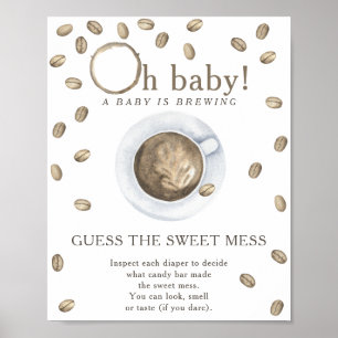 Poster Chá de bebê de café Adivinhe a bagunça doce
