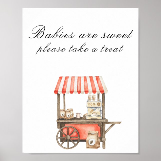 Poster Chá de bebê de café - Bebês são doces (Frente)
