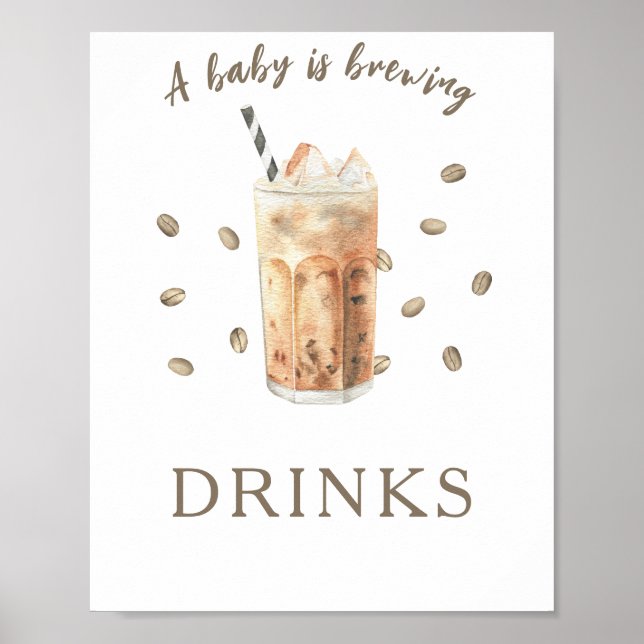 Poster Chá de bebê de café - Bebidas (Frente)