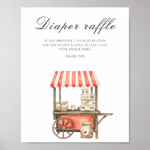 Poster Chá de bebê de café - cartaz da rifa de fraldas