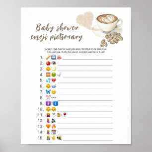 Poster Chá de bebê de café Emoji jogo de imagem