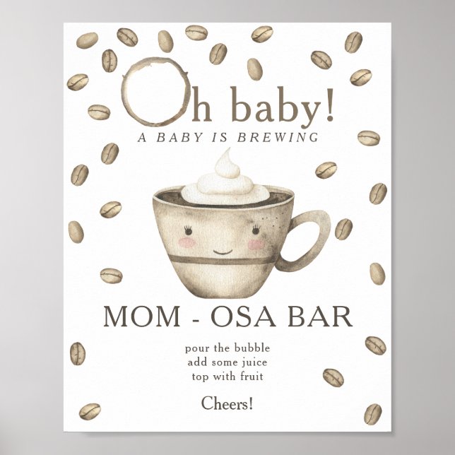 Poster Chá de bebê de café fazendo Momosa bar (Frente)