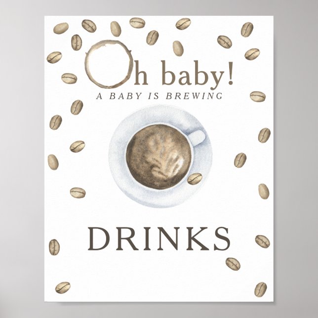 Poster Chá de bebê de café sendo preparado Bebidas (Frente)