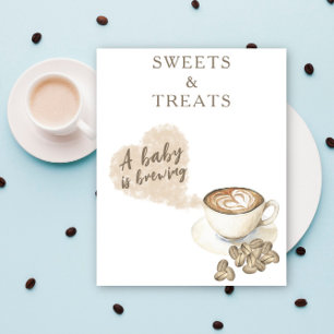 Poster Chá de bebê de café sendo preparado DOCES E TRATAT