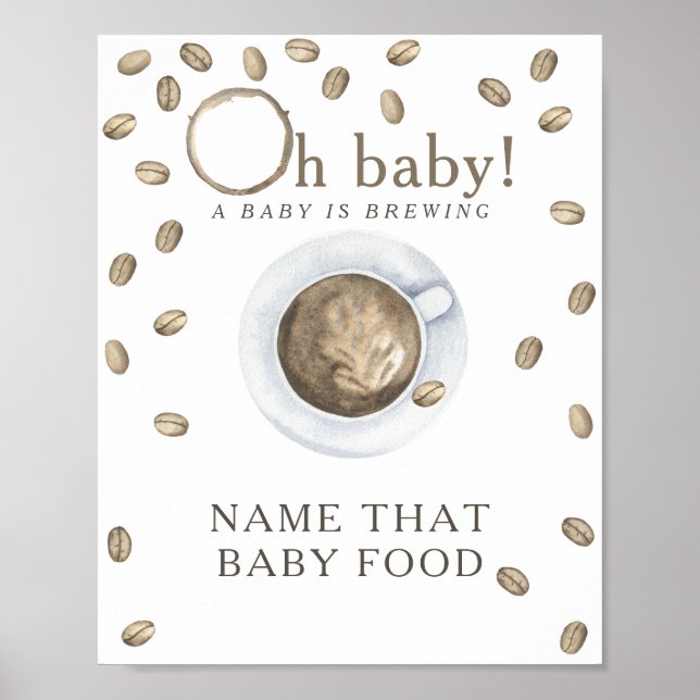 Poster Chá de bebê de café sendo preparado Jogo de comida (Frente)