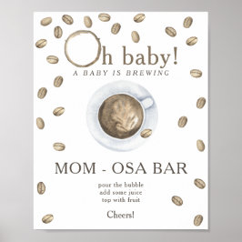 Poster Chá de bebê de café sendo preparado Momosa bar