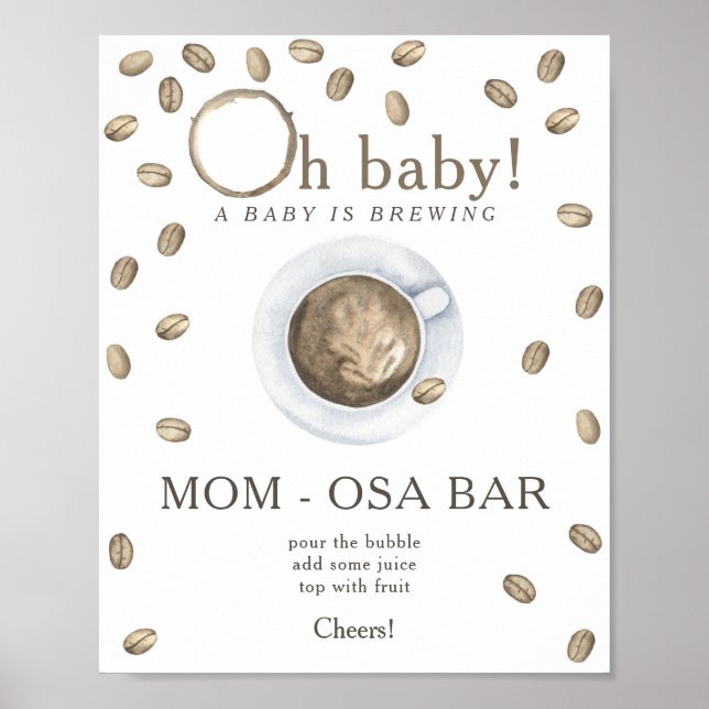 Poster Chá de bebê de café sendo preparado Momosa bar (Frente)