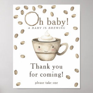 Poster Chá de bebê de café sendo preparado Obrigado por v