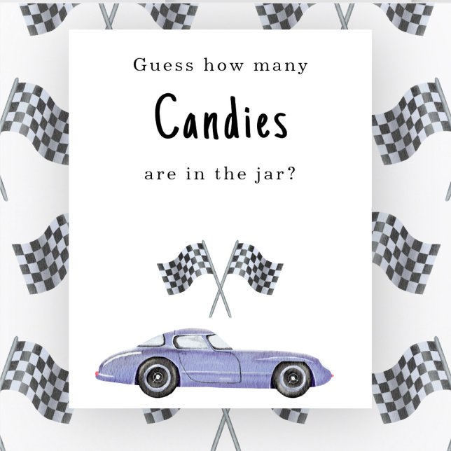 Poster Chá de bebê de carro Adivinhe quantos doces jogo (Criador carregado)