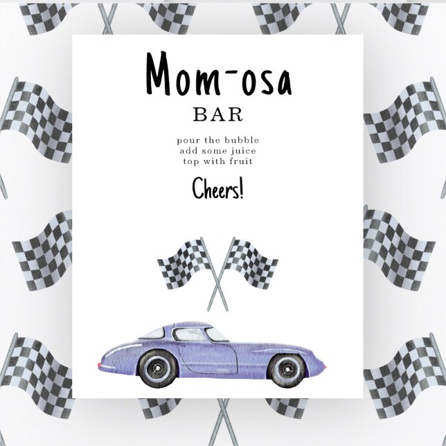 Poster Chá de bebê de carro de corrida bar Momosa (Criador carregado)
