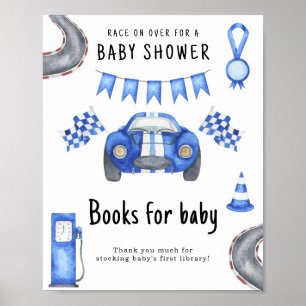 Poster Chá de bebê de carro de corrida Livros para o bebê