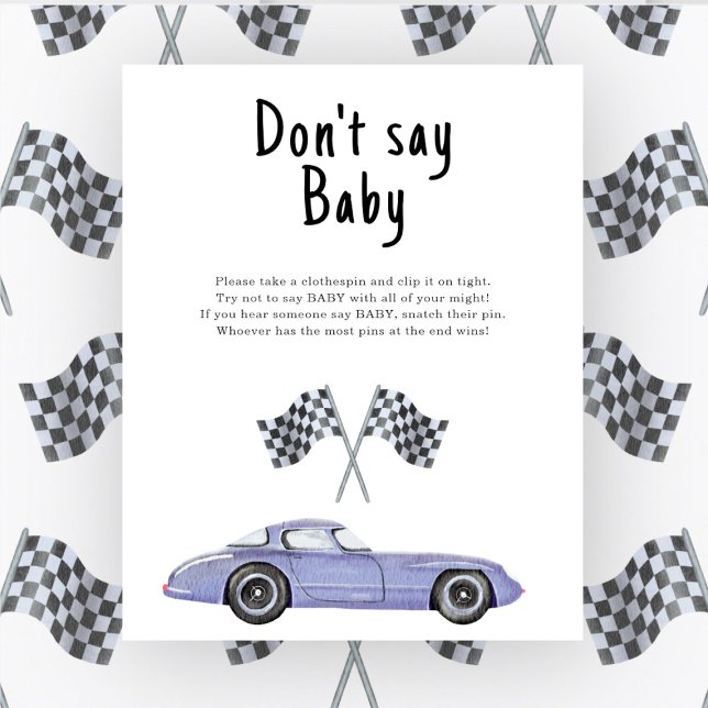 Poster Chá de bebê de carro de corrida Não diga bebê (Criador carregado)