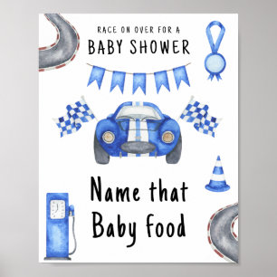Poster Chá de bebê de carro de corrida Nome da comida do