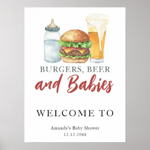 Poster Chá de bebê de cerveja e hambúrgueres