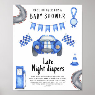 Poster Chá de bebê de corrida de carro Fraldas Late Night