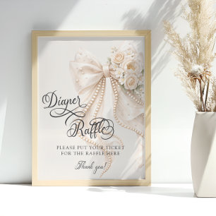 Poster Chá de Bebê de Diapers com Arco Floral Elegante