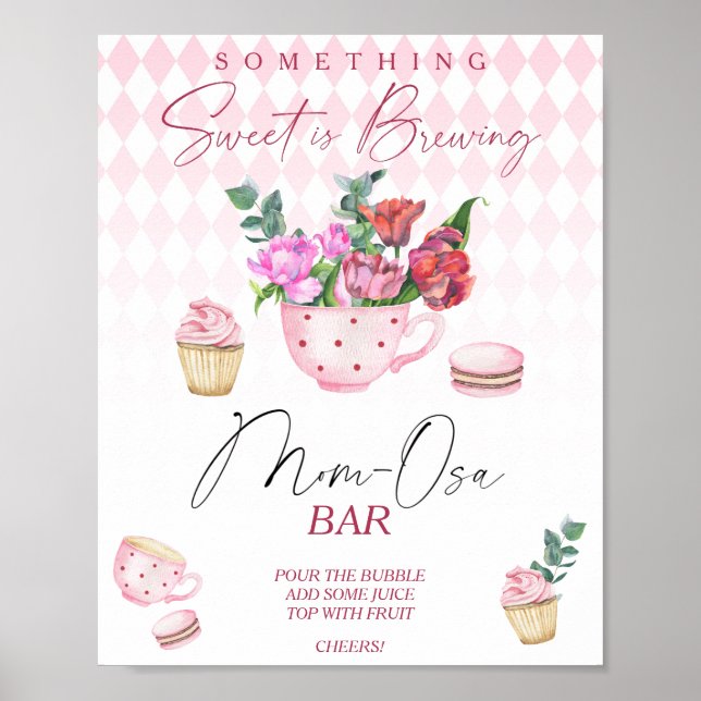 Poster Chá de bebê de festa de chá bar Momosa (Frente)