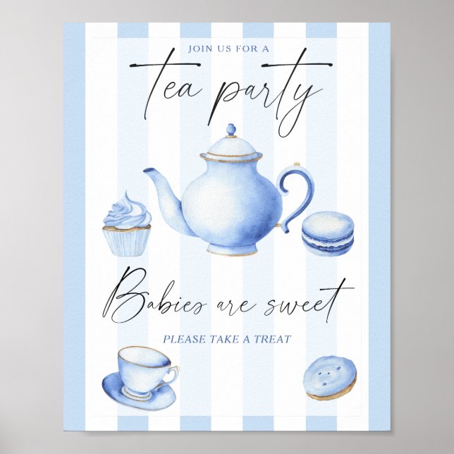 Poster Chá de bebê de festa de chá Bebês são doces (Frente)