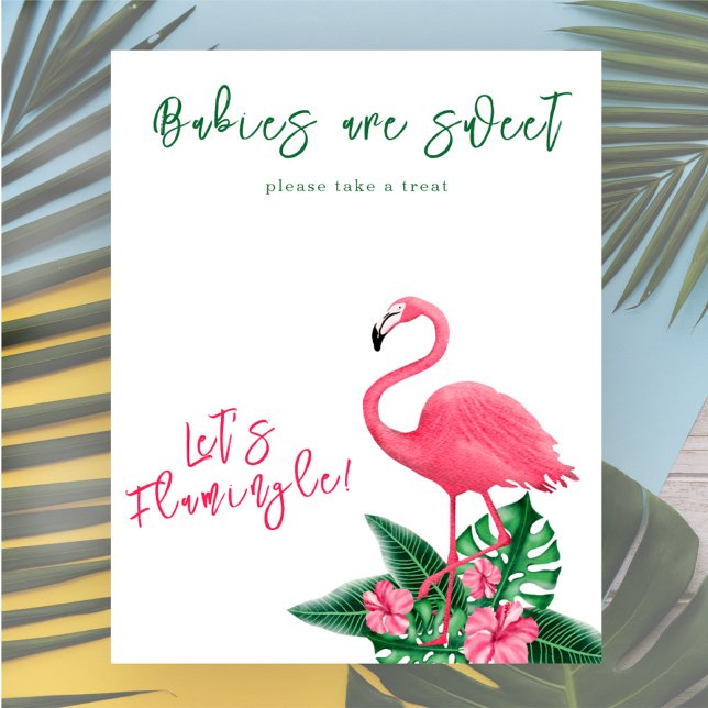 Poster Chá de bebê de flamingo Bebês são doces  (Criador carregado)