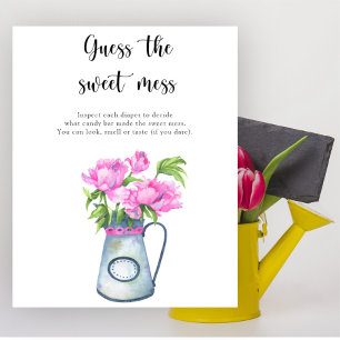 Poster Chá de bebê de flores Adivinhe o jogo da bagunça d