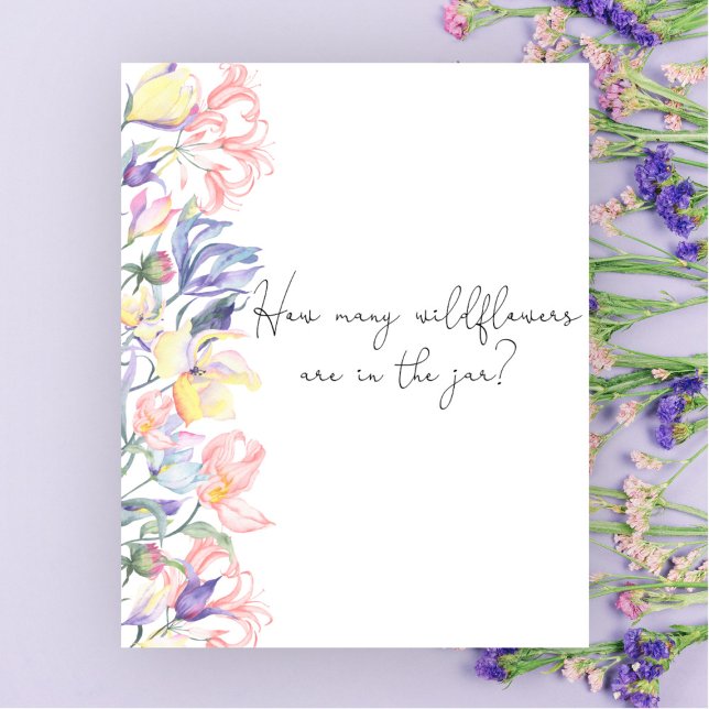 Poster Chá de bebê de flores Adivinhe quantas flores silv (Criador carregado)