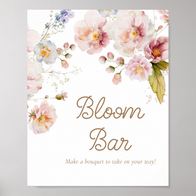 Poster Chá de Bebê de Flores Silvestres Bloom Bar (Frente)