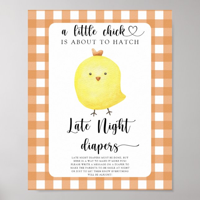Poster chá de bebê de frango - Jogo de fraldas à noite (Frente)