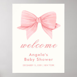 Poster Chá de Bebê de Gravata Borboleta Minimalista Rosa