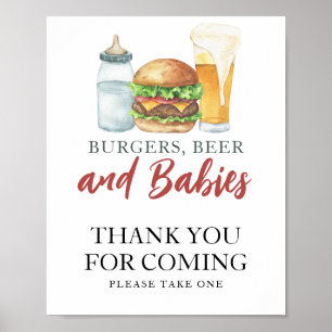 Poster Chá de bebê de Hambúrgueres e Cervejas Obrigado po