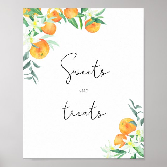 Poster Chá de bebê de laranjas doces e guloseimas (Frente)