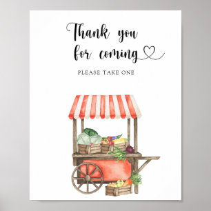 Poster Chá de bebê de legumes - Obrigado por vir