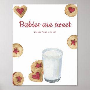 Poster Chá de bebê de leite & biscoitos Bebês são doces 