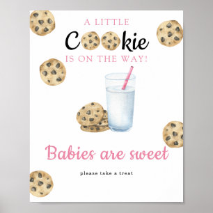 Poster Chá de bebê de leite e biscoitos Bebês são doces