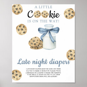 Poster chá de bebê de leite e biscoitos Fraldas tarde da