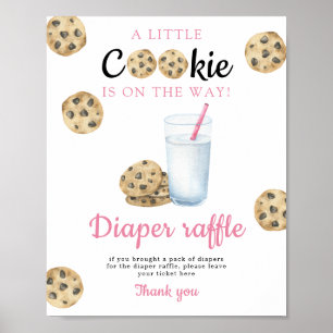 Poster Chá de bebê de leite e biscoitos Sorteio de fralda