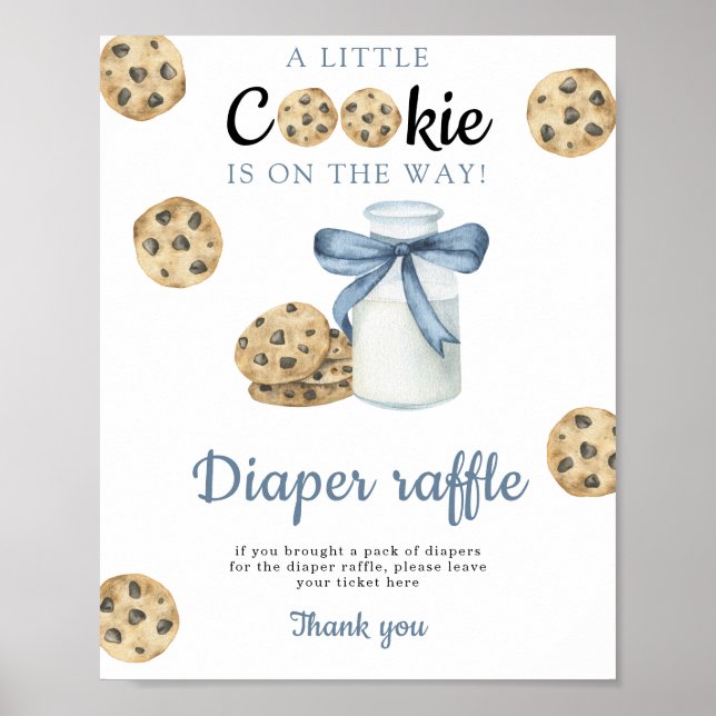 Poster Chá de bebê de leite e biscoitos Sorteio de fralda (Frente)