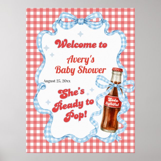 Poster Chá de Bebê de Menino She Ready Pop Soda (Frente)