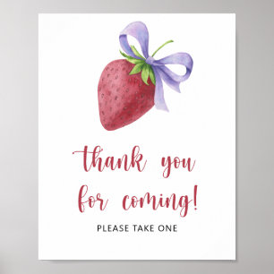 Poster Chá de bebê de morango - obrigado por vir