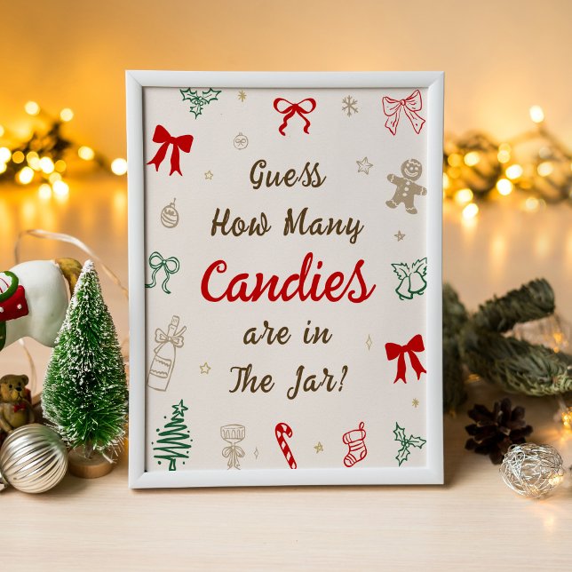 Poster Chá de Bebê de Natal Adivinhe Quantos Doces (Criador carregado)