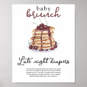 Poster Chá de bebê de panquecas Fraldas tarde da noite