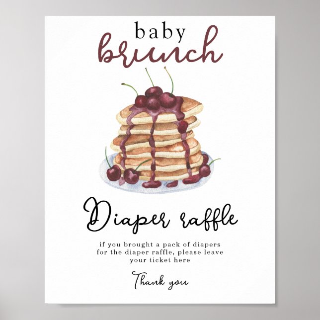 Poster Chá de bebê de panquecas Rifas de fraldas (Frente)
