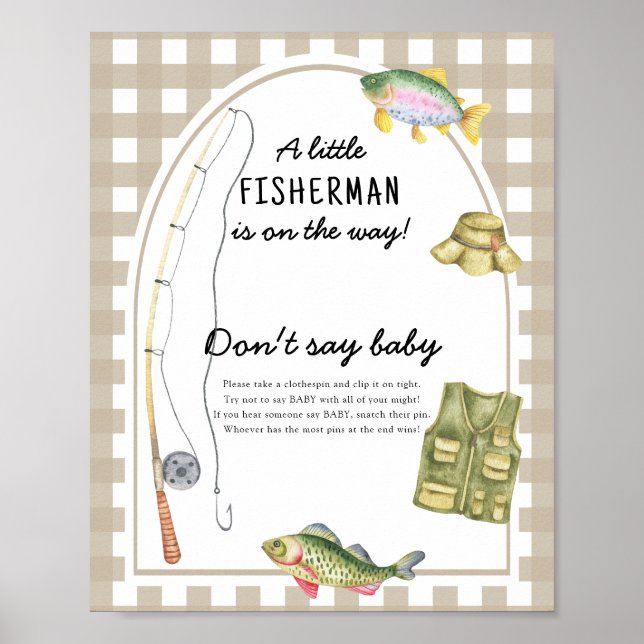 Poster Chá de Bebê de Pescador - Não diga bebê (Frente)