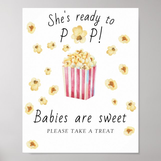 Poster Chá de bebê de pipoca - Bebês são doces (Frente)