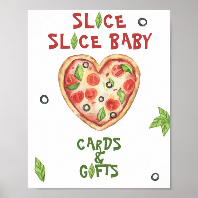 Poster chá de bebê de pizza - cartões e presentes (Frente)