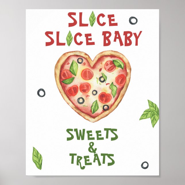 Poster chá de bebê de pizza - doces e guloseimas (Frente)